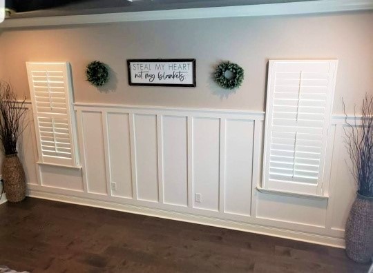 Wainscoting Accent Wall Around Plantation Shutters